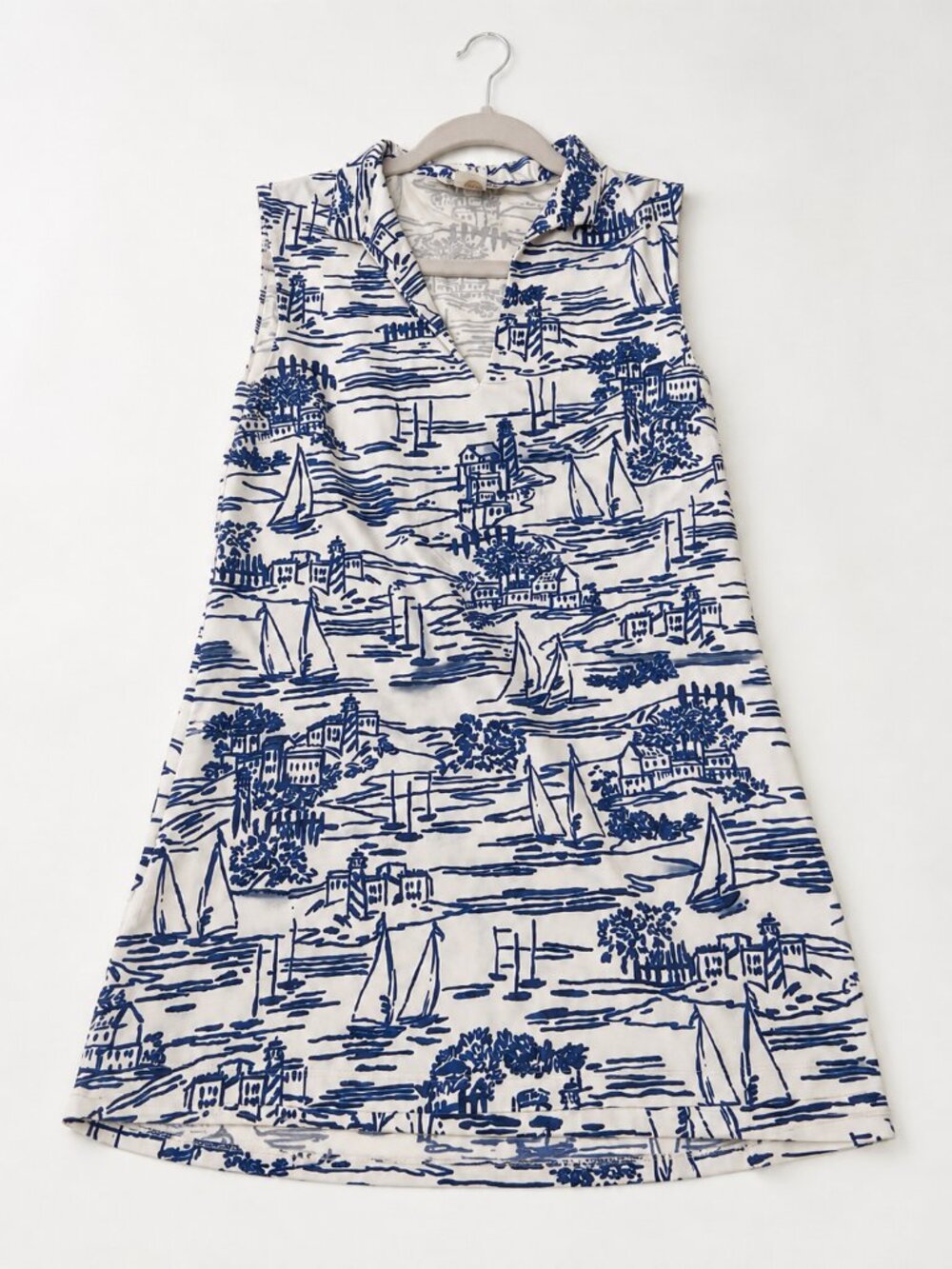 Mahi Gold Coastal Print Sleeveless Top - Size Small